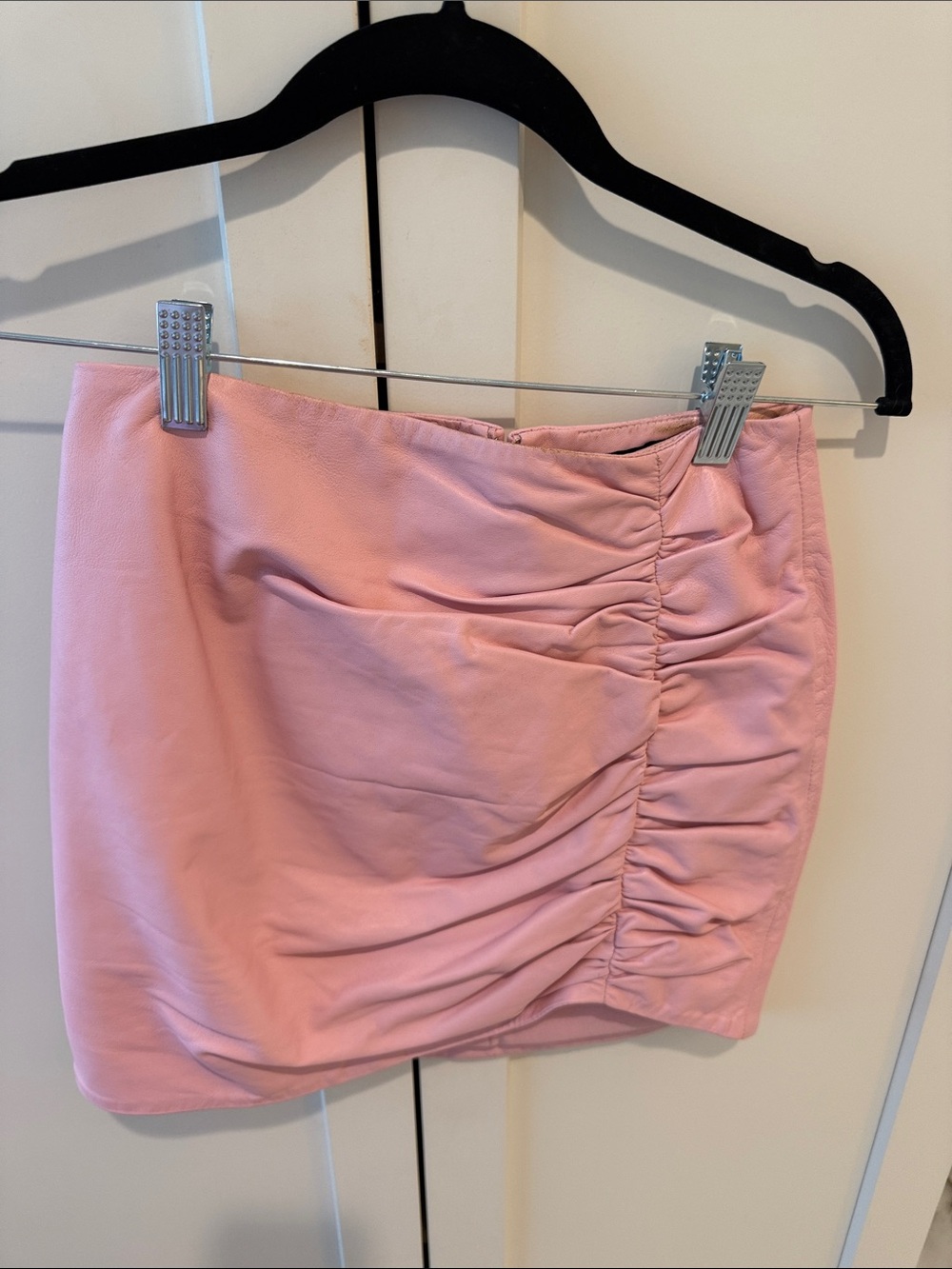 Lamarque Pink Ruched Asymmetrical Mini Skirt